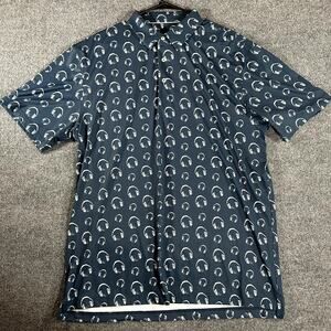 Swing Juice Golf Polo Mens XL Blue Headphones Print Performance Shirt